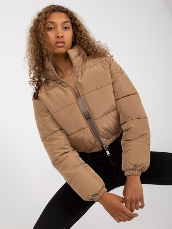 Camel short winter jacket with Iseline quilting 
