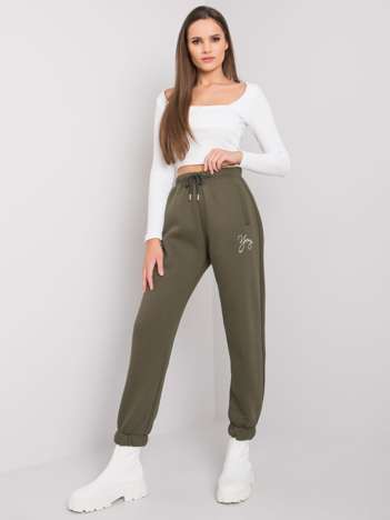 Clear khaki sweatpants with Lily inscription 