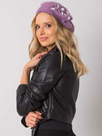 Purple women's beret with applique