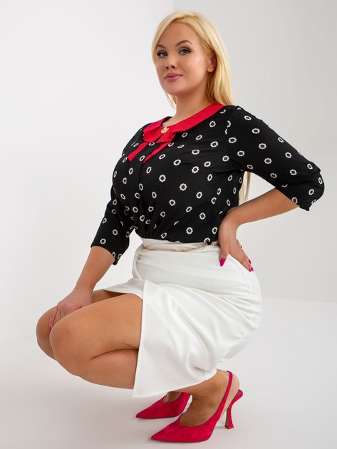 Black Plus Size Blouse with Chain Strap 