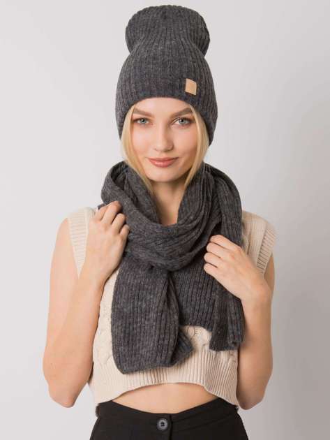 Dark gray winter set hat and scarf RUE PARIS