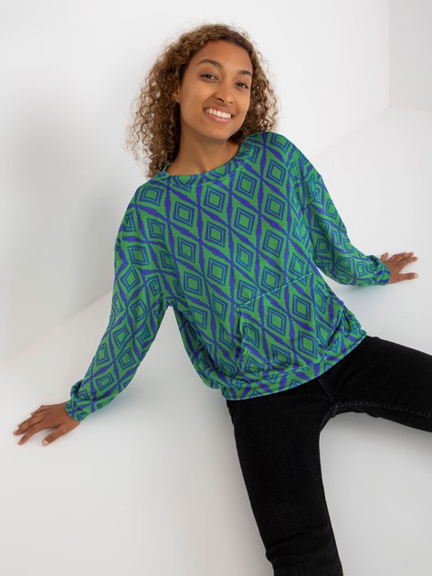 Green and blue patterned velour sweatshirt without hood RUE PARIS 