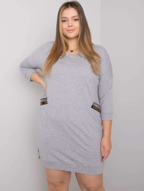 Grey melange plus size dress with Susan pockets 