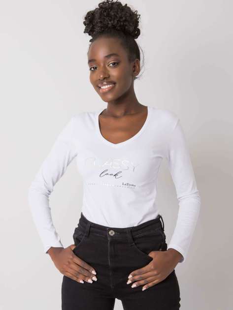 White cotton blouse with V-neck